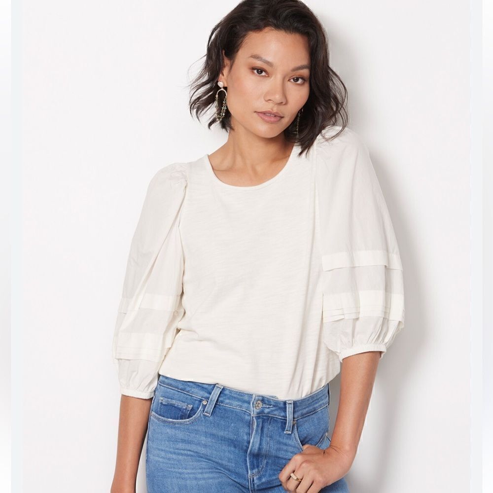 Evereve Gracie Pintuck Combo Tee - XL - NWT